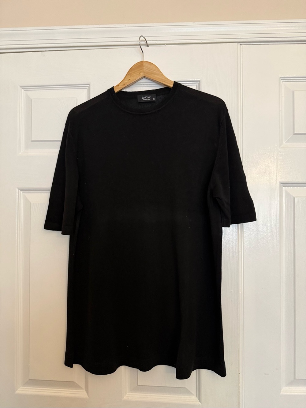 Toscano Men's Black Crewneck Short-Sleeve Knit Top